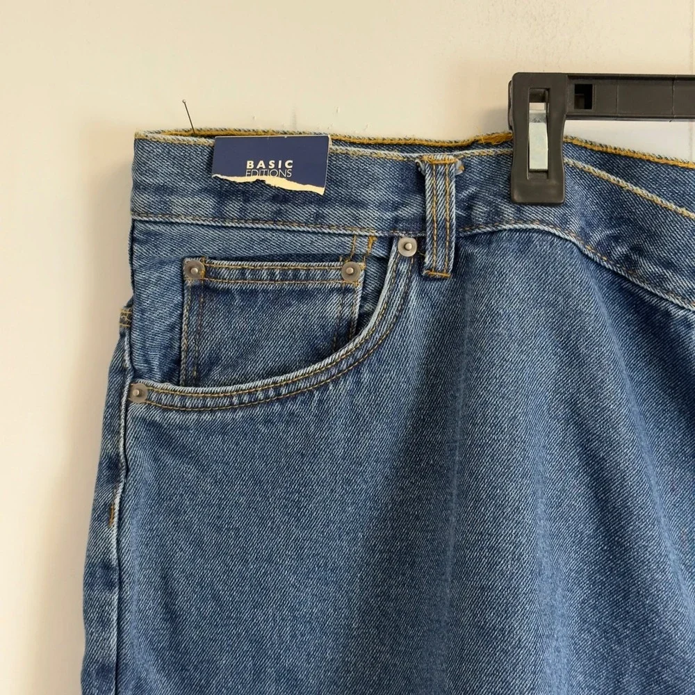 Basic Editions Mens Size 50 Denim Shorts Blue Medium Wash 100%‎ Cotton 10 Inseam